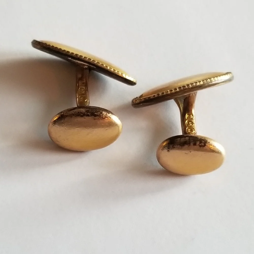 Antique cufflinks by W.G. Clark & Co gold tone Edwardian bean back WGC